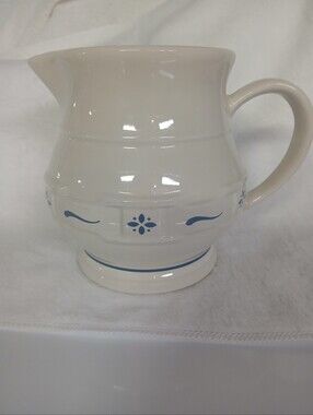 VTG Longaberger Pottery small pitcher Woven Traditions Classic Blue USA